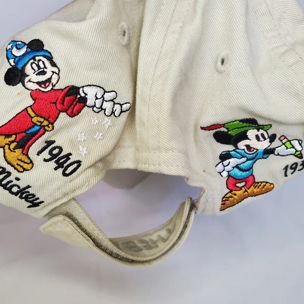 Disney Mickey Mouse Florida Hat‎ 1928 1935 1940 1980 Tan Adjustable Cap READ